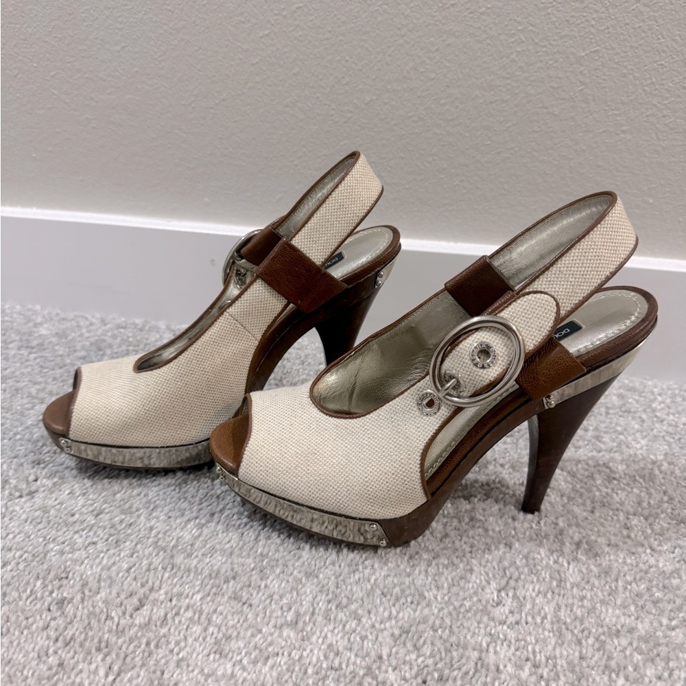 Women Dolce & Gabbana heels Wooden Platform Open Toe Slingback